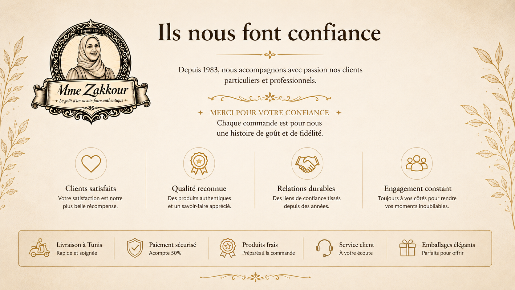 Sélection de pâtisseries et coffrets Mme Zakkour